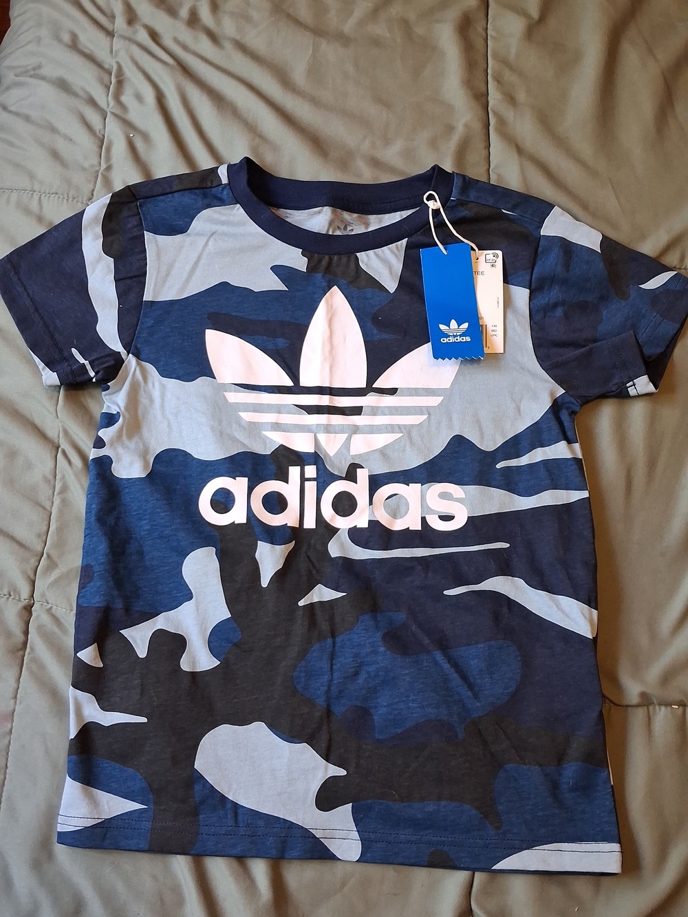 adidas Kids' Blue Camo Trefoil T-Shirt